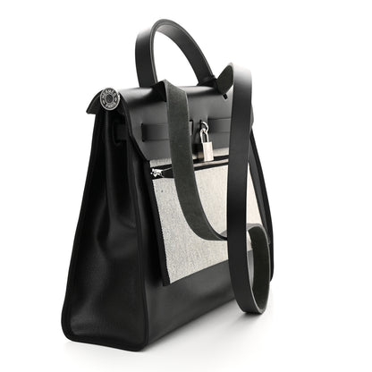 Hermes Toile H Berline Vache Hunter Herbag Zip PM 31 Black Ecru 4 of 13