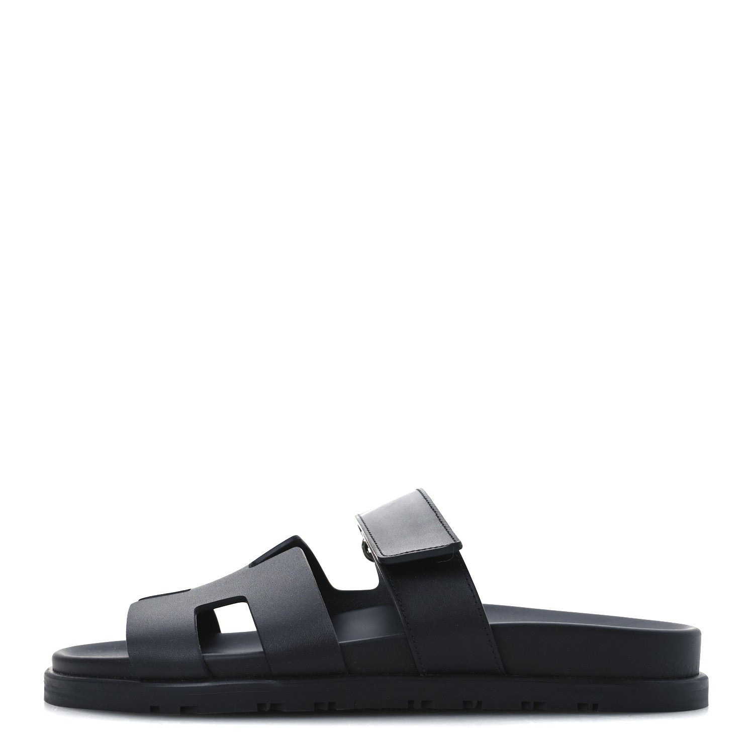 Hermes Calfskin Womens Chypre Sandals 37 Black 1 of 11