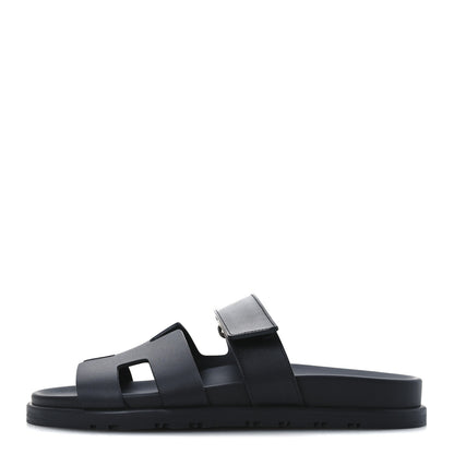 Hermes Calfskin Womens Chypre Sandals 37 Black 1 of 11