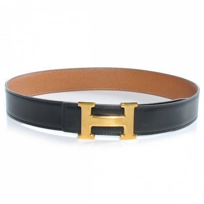 Hermes Box Courchevel Reversible Constance 32mm H Belt Noir Gold 70 1 of 6