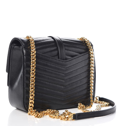 Saint Laurent Lambskin Matelasse Chevron Monogram Small Sulpice Bag Black 3 of 7
