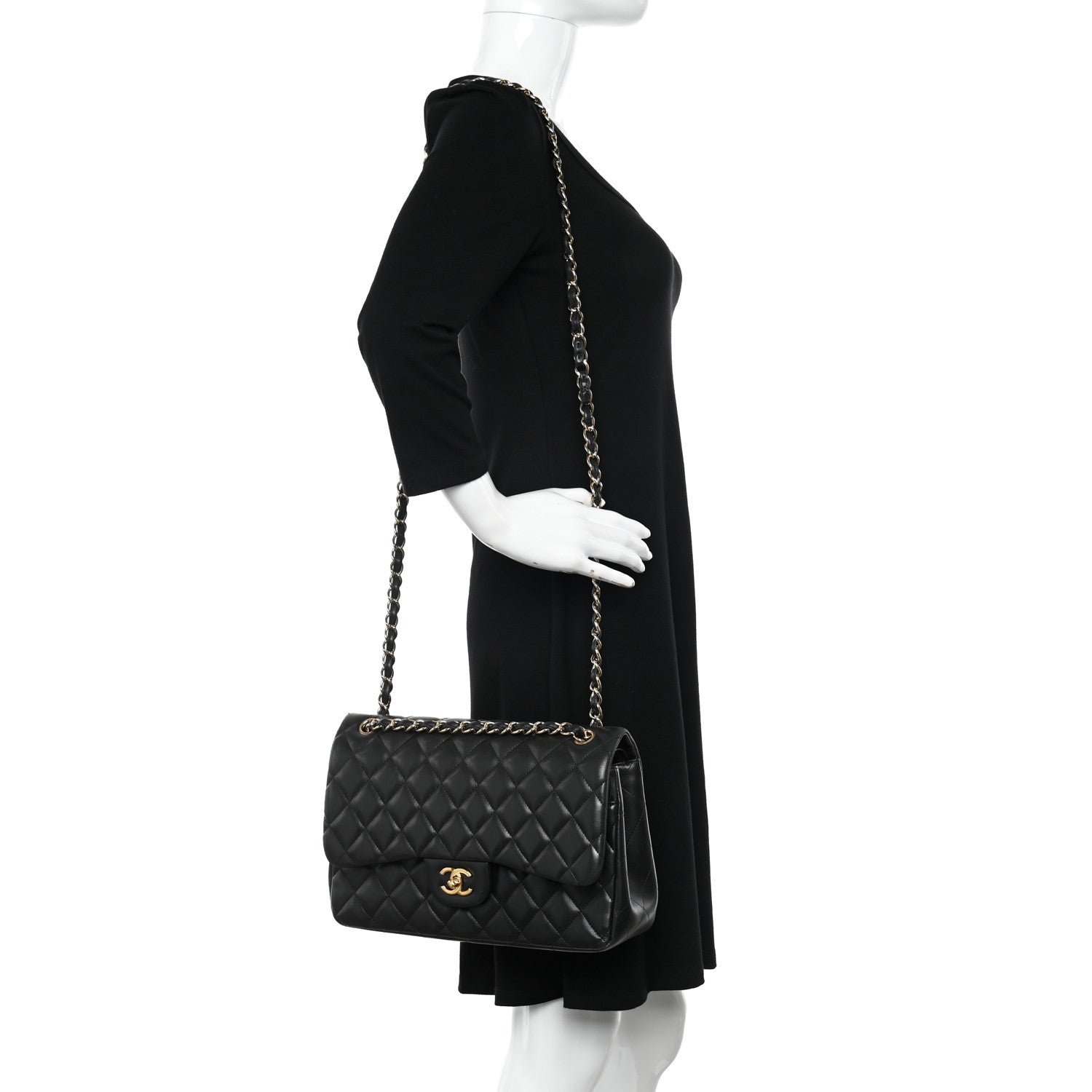 Chanel Lambskin Quilted Jumbo Double Flap Black 2 of 20