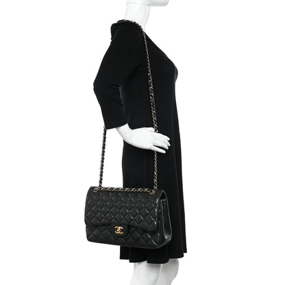Chanel Lambskin Quilted Jumbo Double Flap Black 2 of 20