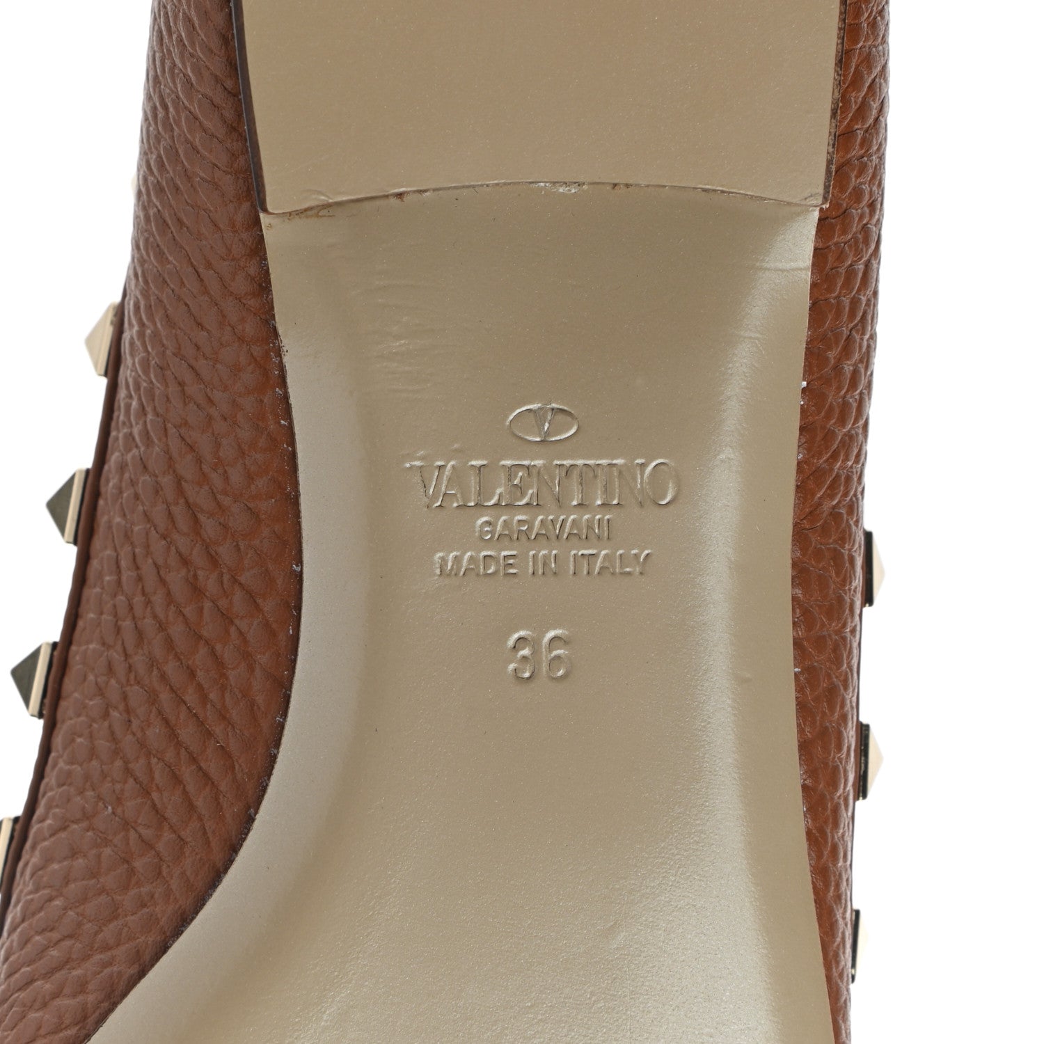 Valentino Garavani Pebbled Calfskin Rockstud Ballerina Flats 36 Selleria 6 of 7