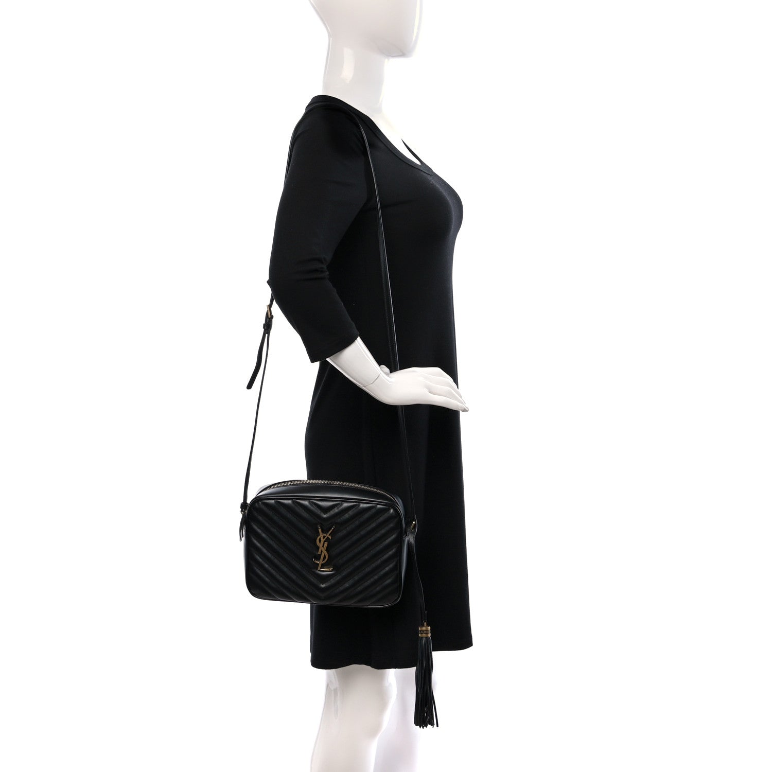 Saint Laurent Calfskin Matelasse Monogram Lou Camera Bag Black 2 of 9