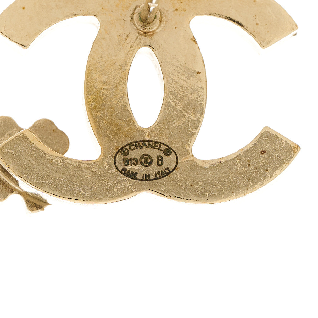 Enamel CC Clover Earrings Black Gold