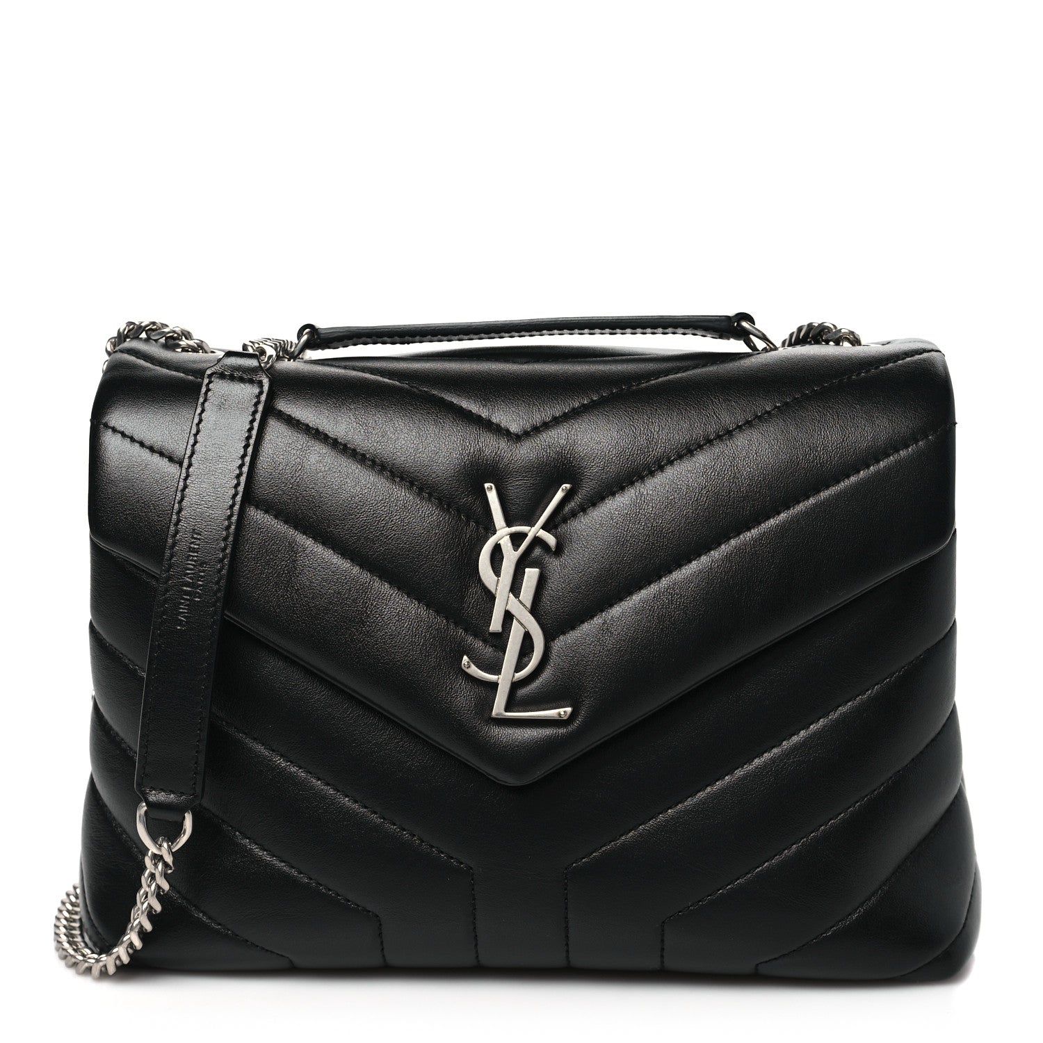 Saint Laurent Calfskin Y Quilted Monogram Small Loulou Chain Satchel Black 1 of 10