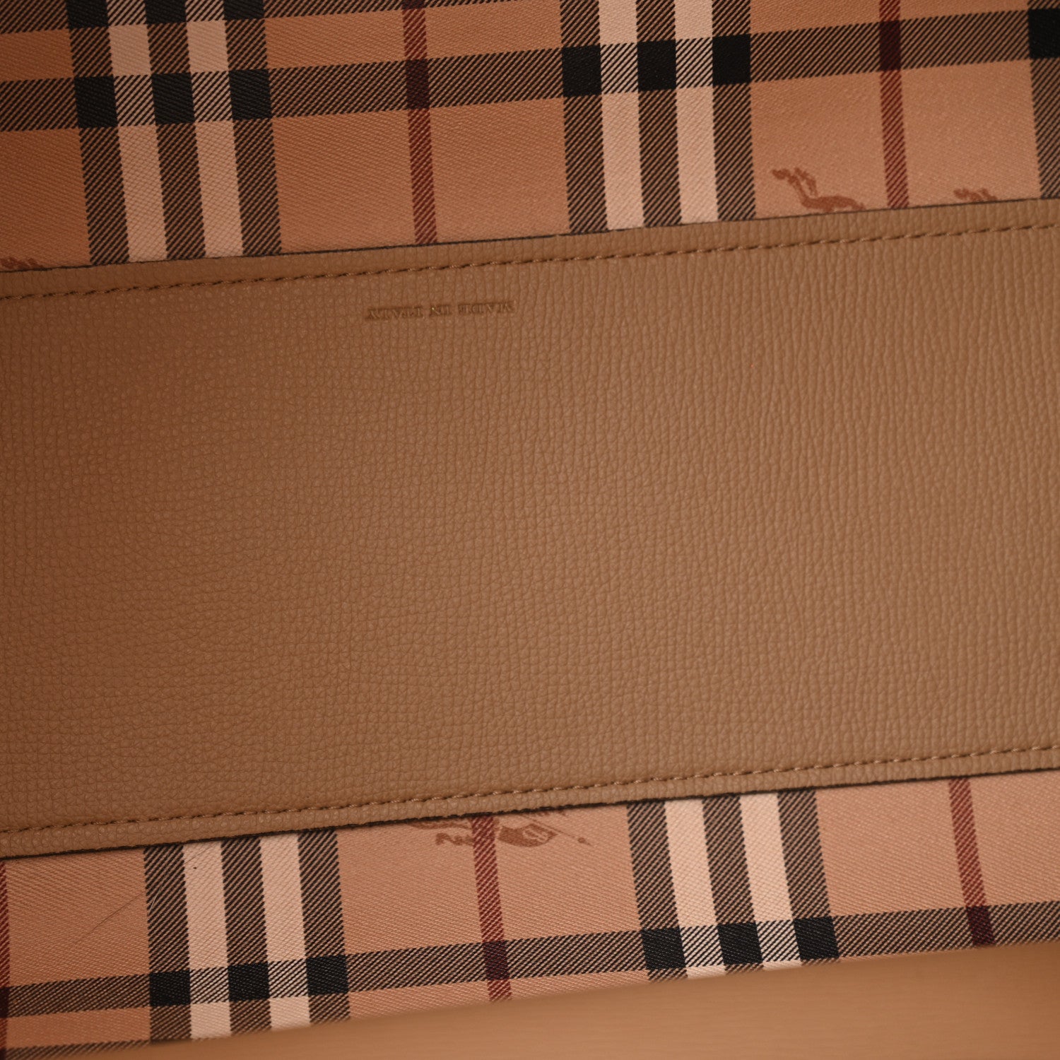 Burberry Grainy Calfskin Haymarket Check Medium Ardwell Zip Tote Camel 5 of 11
