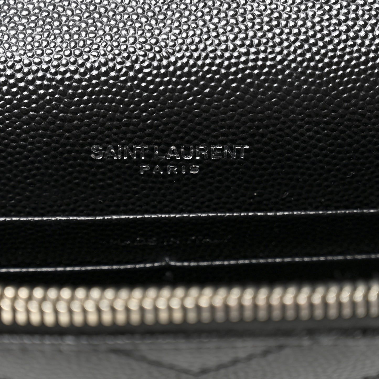 Grain De Poudre Matelasse Chevron Monogram Envelope Chain Wallet Black