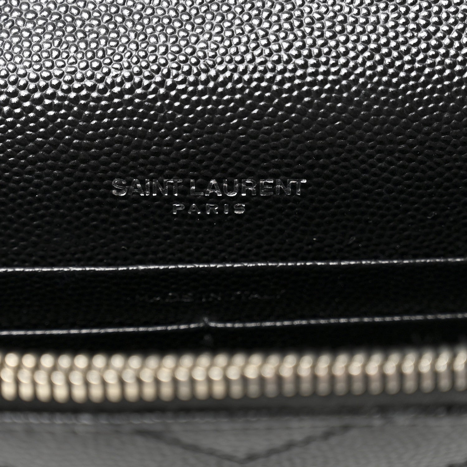 Saint Laurent Grain De Poudre Matelasse Chevron Monogram Envelope Chain Wallet Black 6 of 10