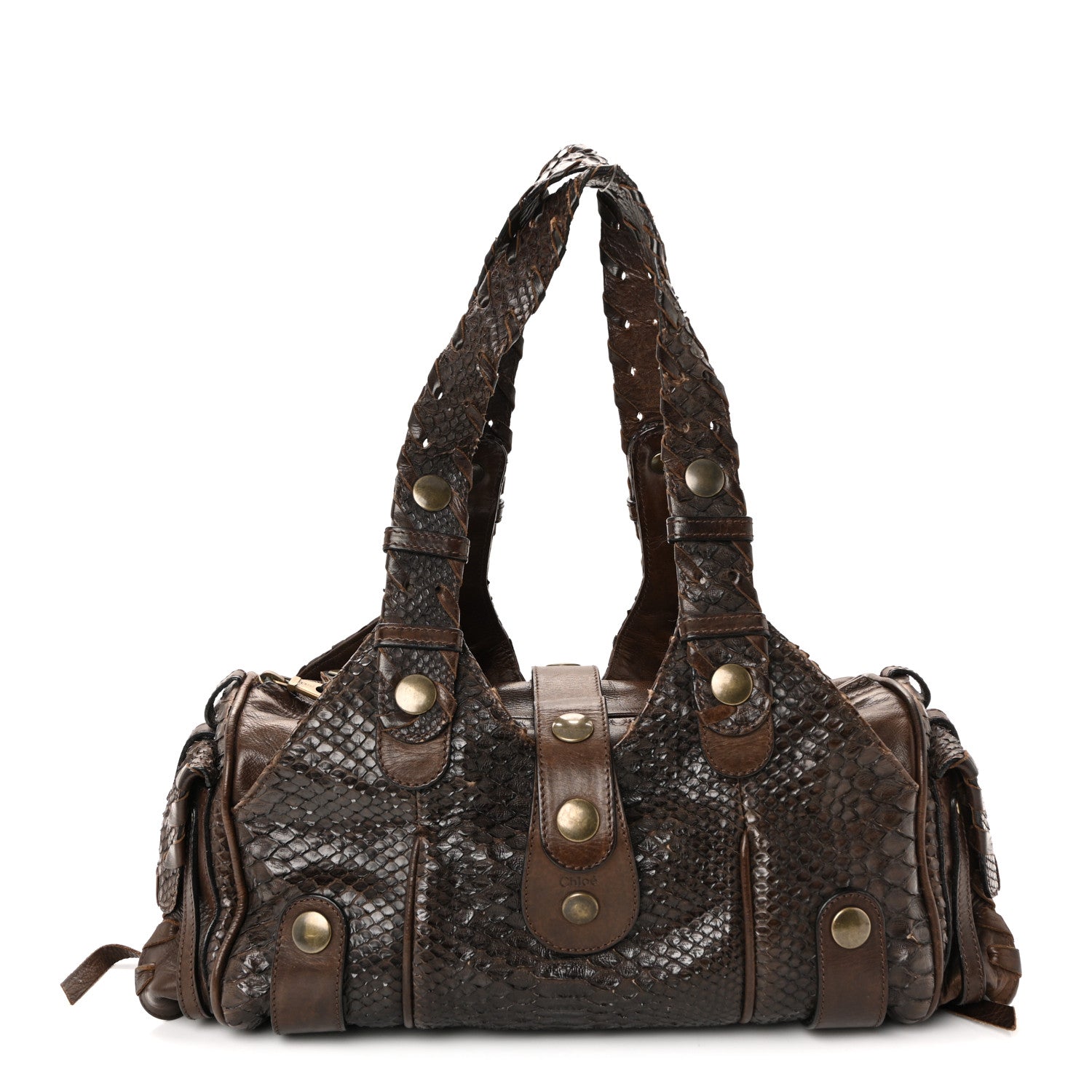 Chloe Snakeskin Silverado Shoulder Bag Dark Brown 2 of 17