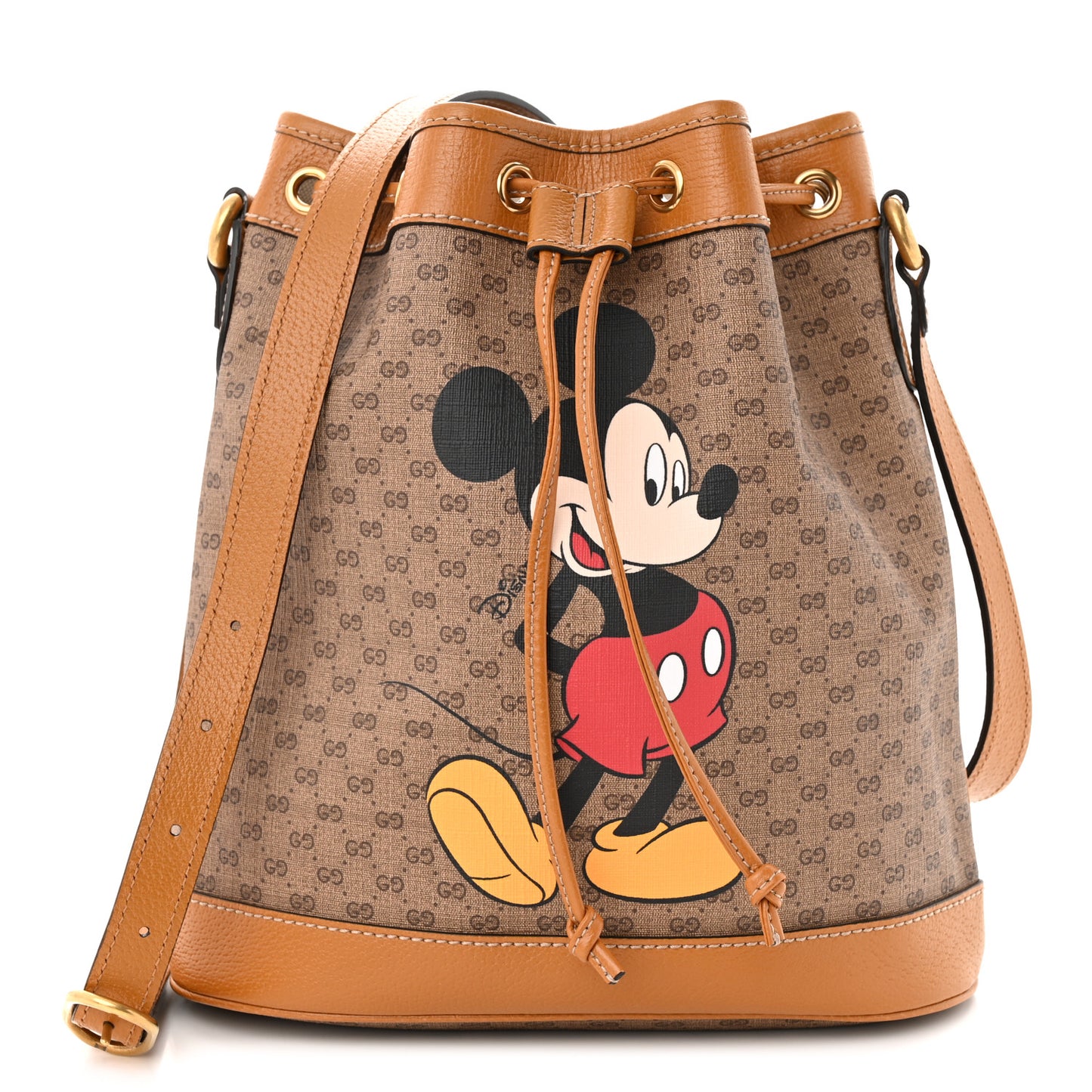 X DISNEY Mini Vintage GG Supreme Monogram Bucket Bag Beige Vintage Sun Oil