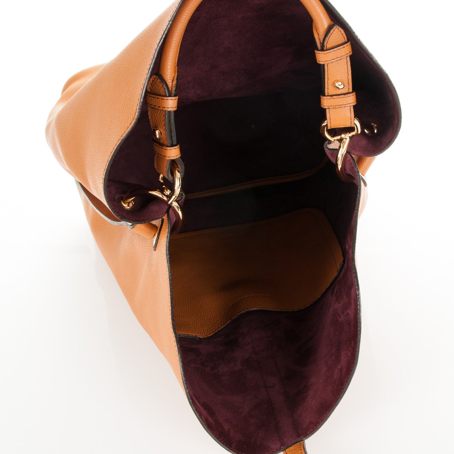 Grainy Calfskin Medium Sycamore Hobo Saddle Brown