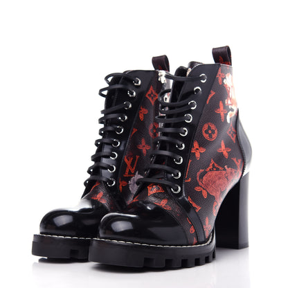 Louis Vuitton Patent Calfskin Catogram Star Trail Ankle Boots 39 Black Marron 3 of 10