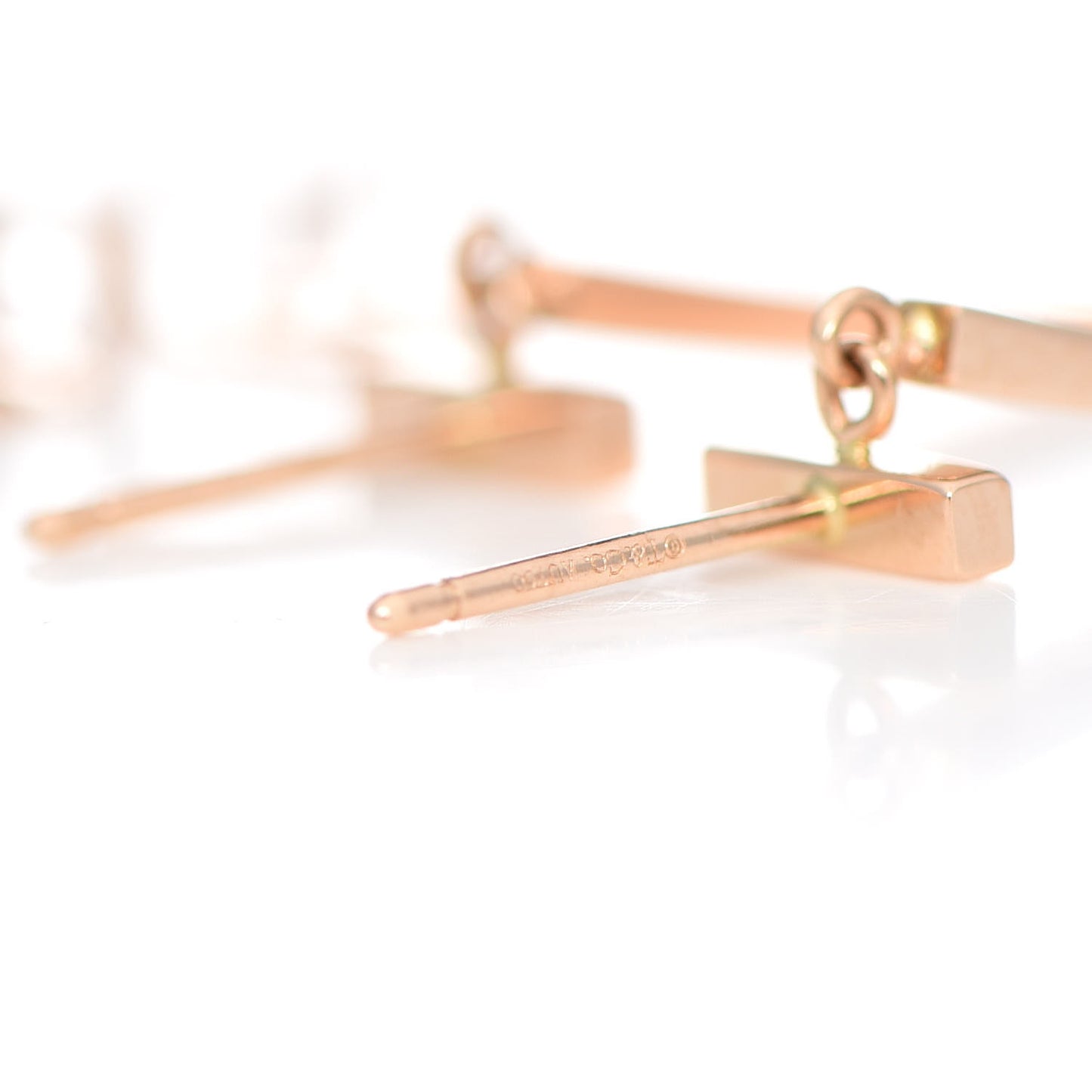 18K Rose Gold T Bar Earrings