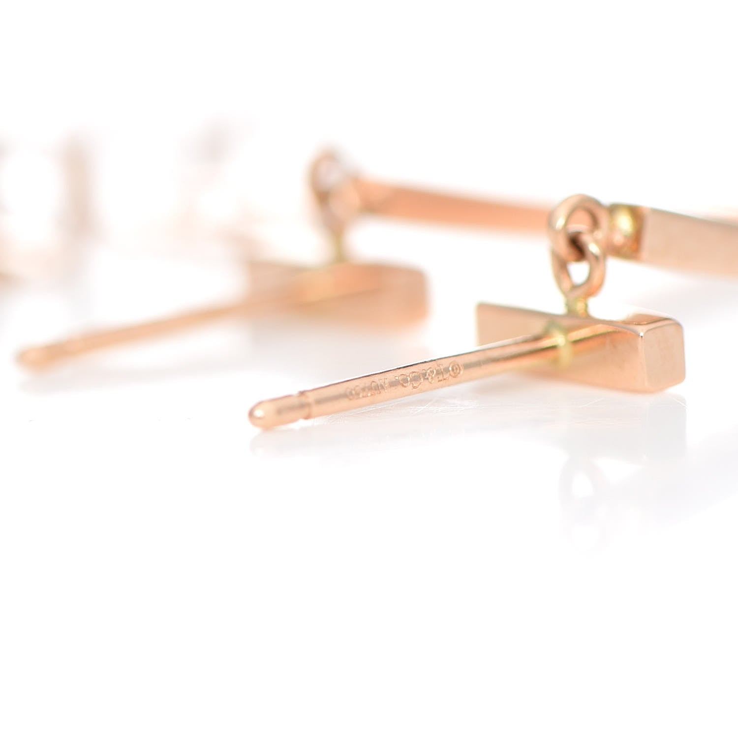 Tiffany 18K Rose Gold T Bar Earrings 4 of 5