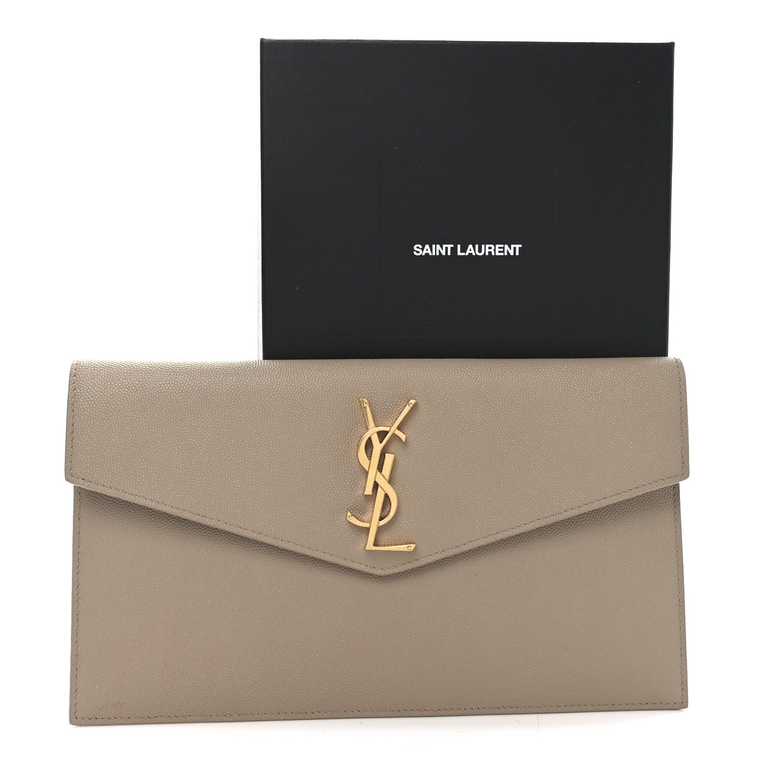 Saint Laurent Grain De Poudre Uptown Pouch Dark Beige 7 of 7