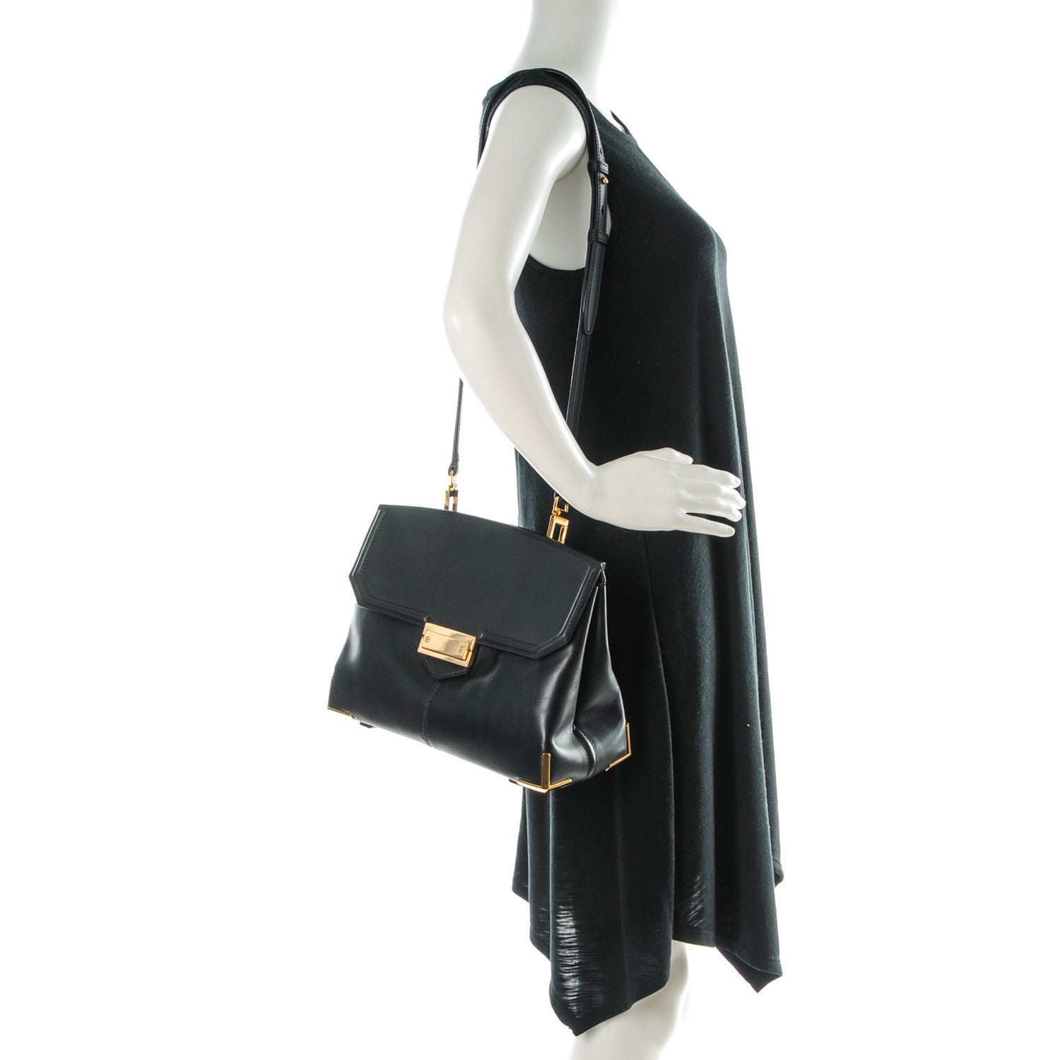 Alexander Wang Calfskin Large Marion Black Pale Gold Hardware 2 of 7