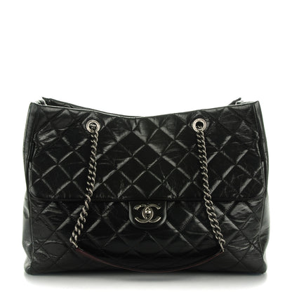 Chanel Glazed Calfskin Quilted Large Duo Color Tote Black 1 of 7