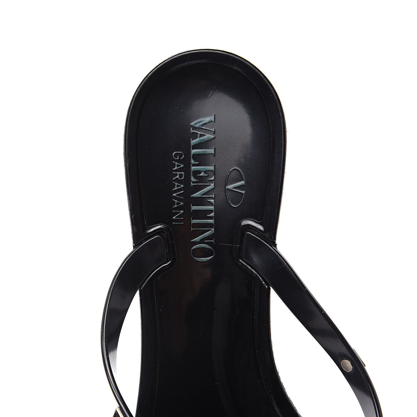 PVC Jelly Rockstud Bow Thong Sandals 37 Black