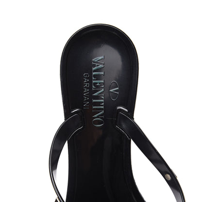 Valentino Garavani PVC Jelly Rockstud Bow Thong Sandals 37 Black 6 of 7