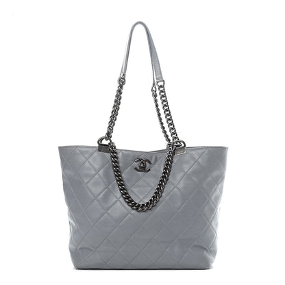 Chanel Calfskin Quilted Large Shopping In Chains Tote Light Grey 1 of 15