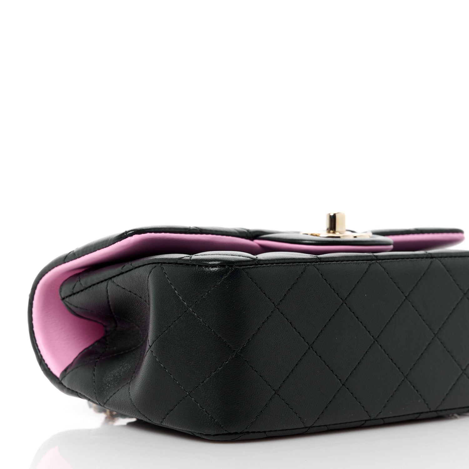 Chanel Lambskin Quilted Bi-Color Mini Top Handle Rectangular Flap Black Lilac 10 of 14