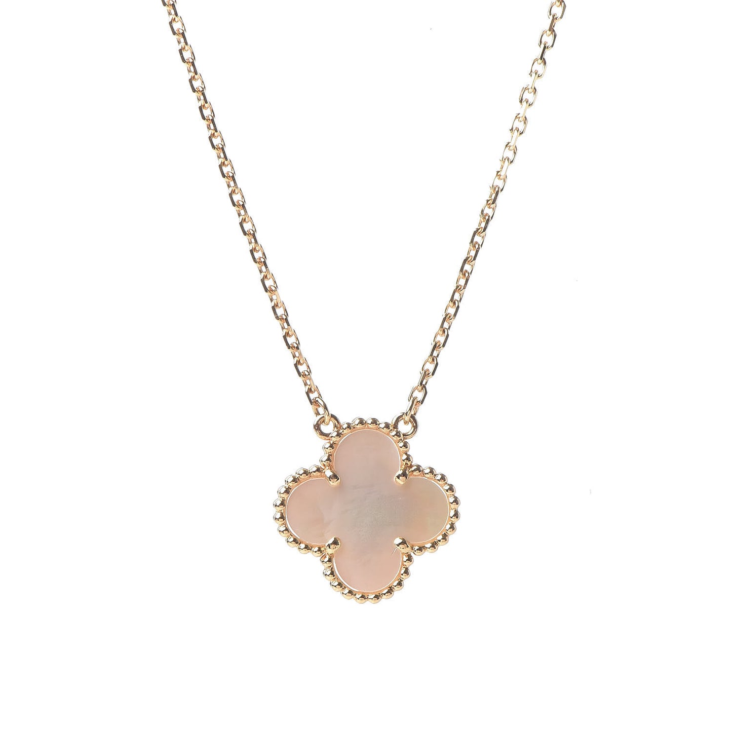 18K Yellow Gold Mother of Pearl Vintage Alhambra Pendant Necklace