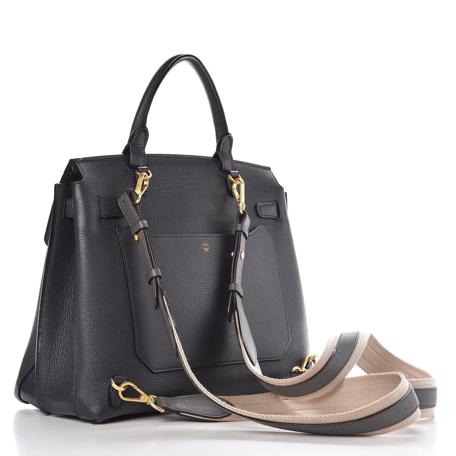 MCM Pebbled Calfskin Medium Milla Backpack Black 3 of 15