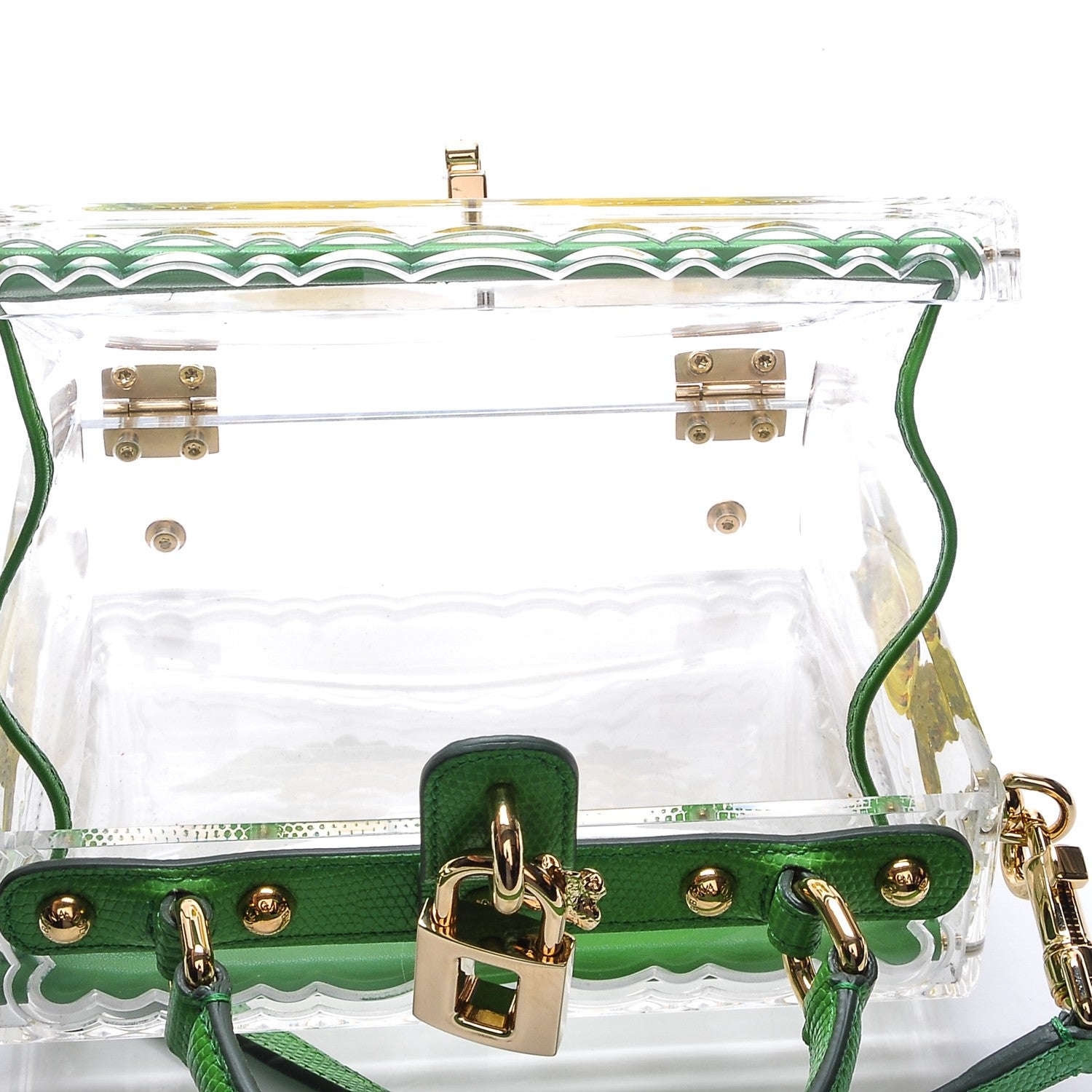 Dolce & Gabbana Plexiglass Hand Painted Lemon Shoulder Bag Green 6 of 8