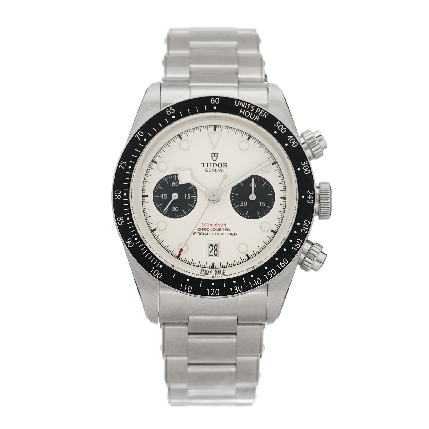 Stainless Steel 41mm Black Bay Chronograph Panda Automatic Watch White 79360N