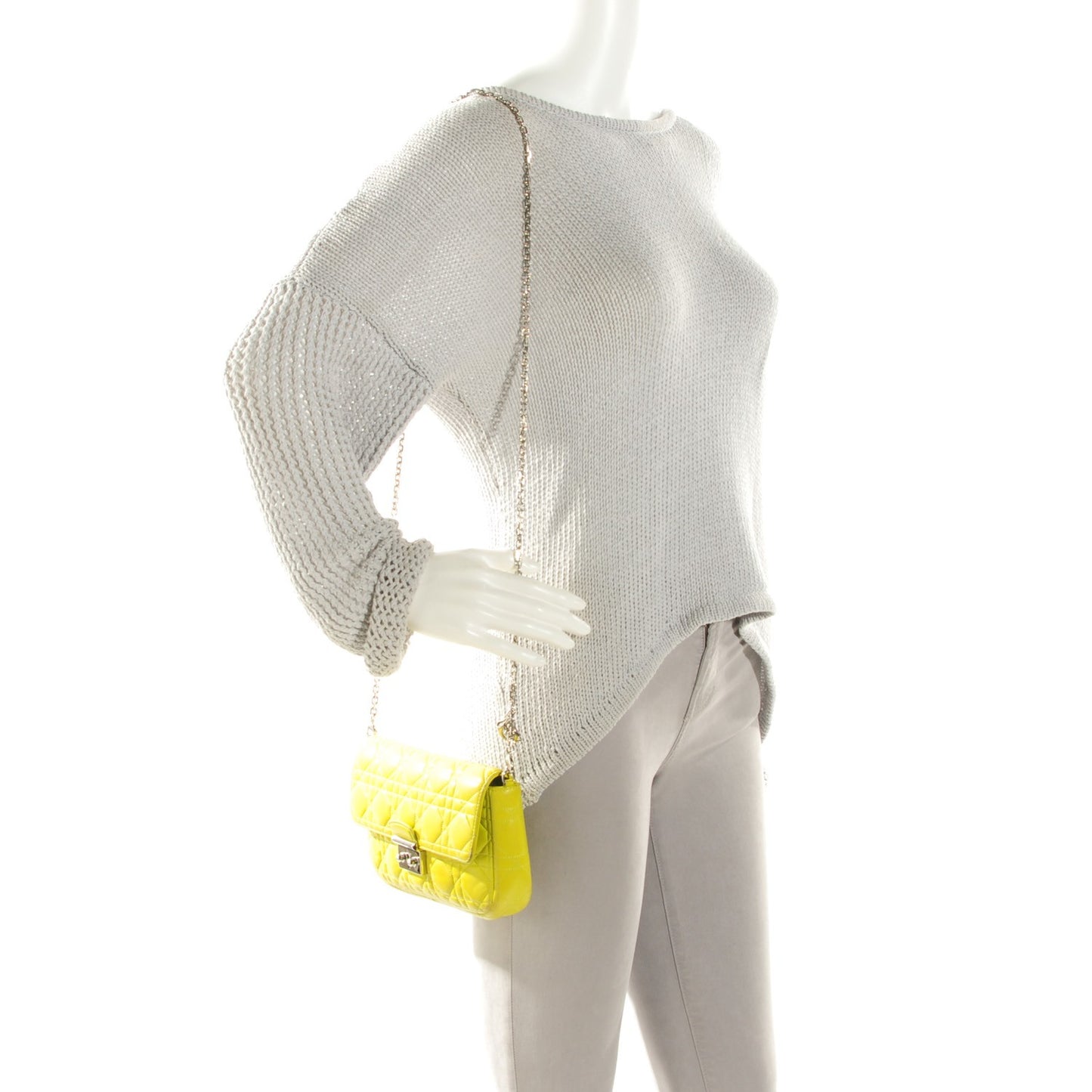 Lambskin Cannage Miss Dior Promenade Pouch Vert Acide