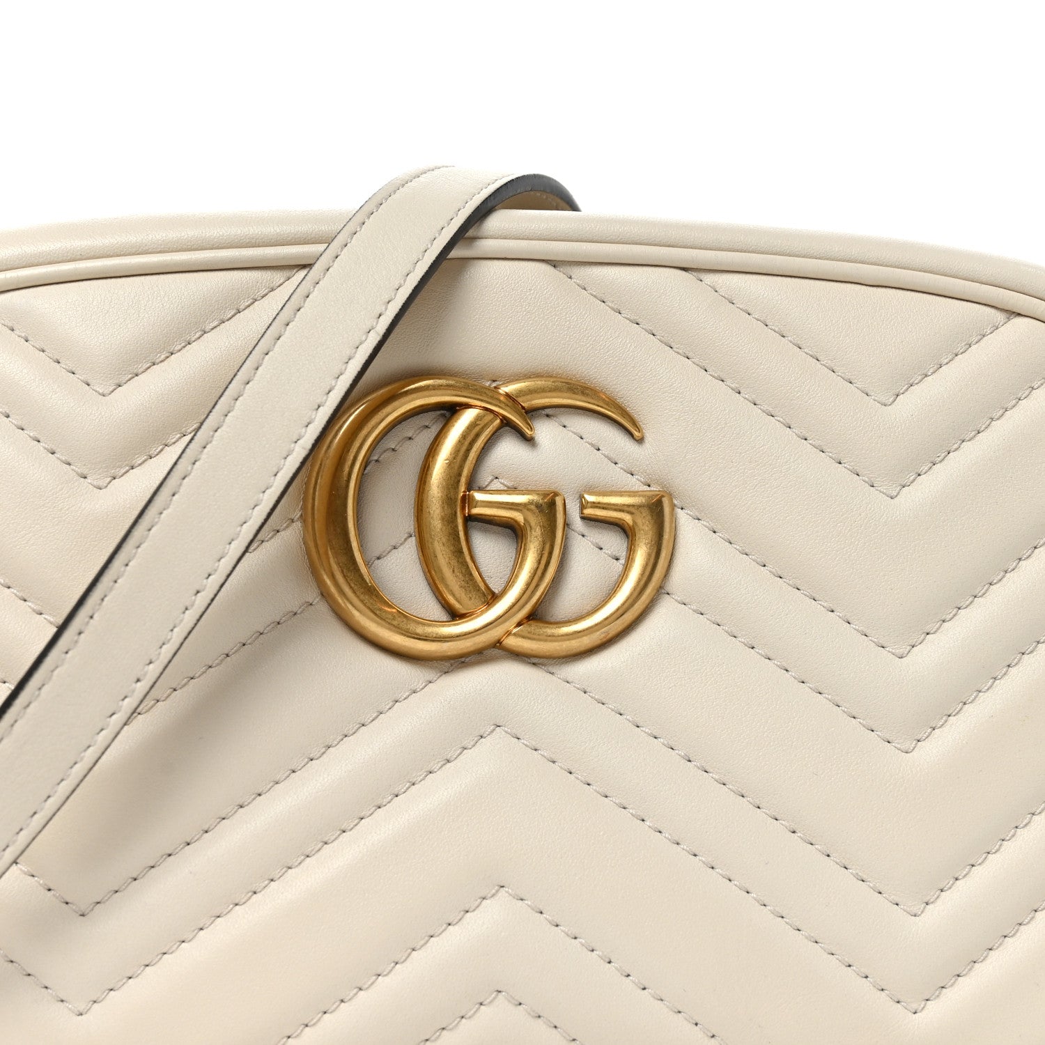 Gucci Calfskin Matelasse Small GG Marmont Chain Shoulder Bag White 8 of 10