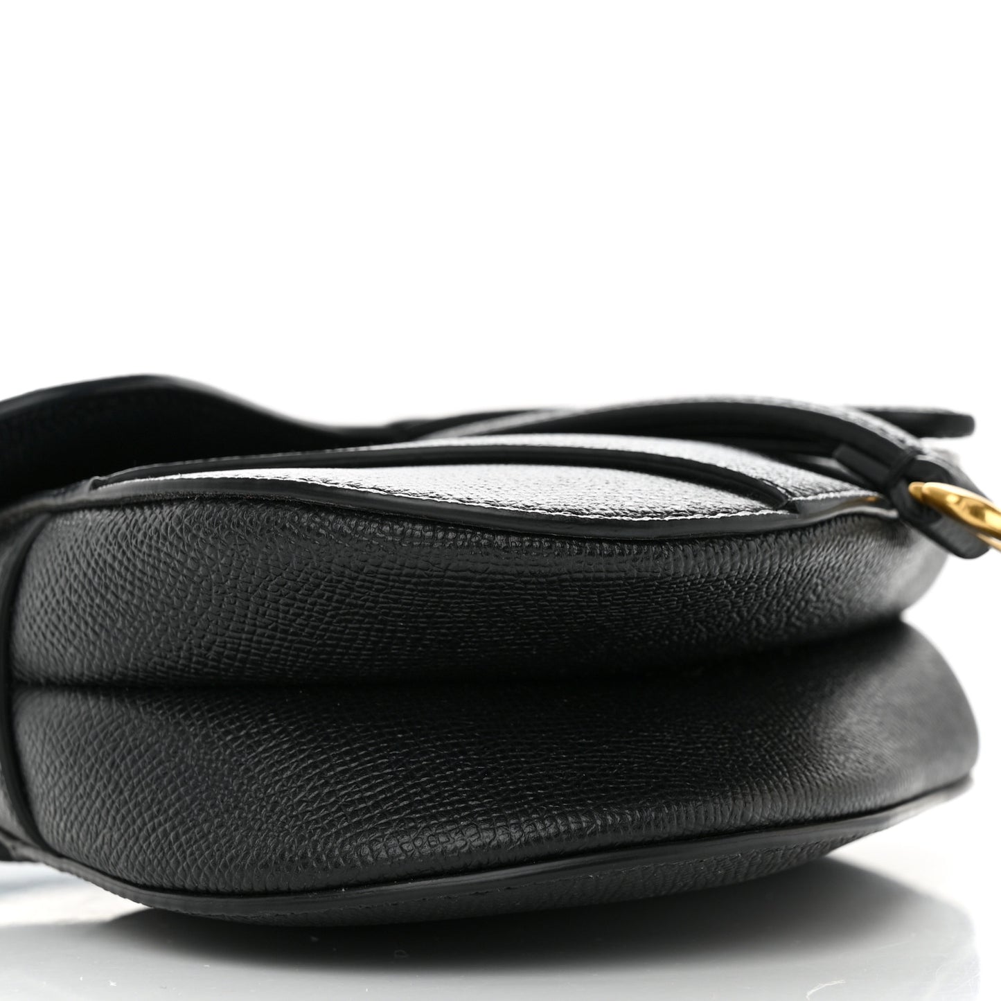 Grained Calfskin Mini Saddle Bag Black