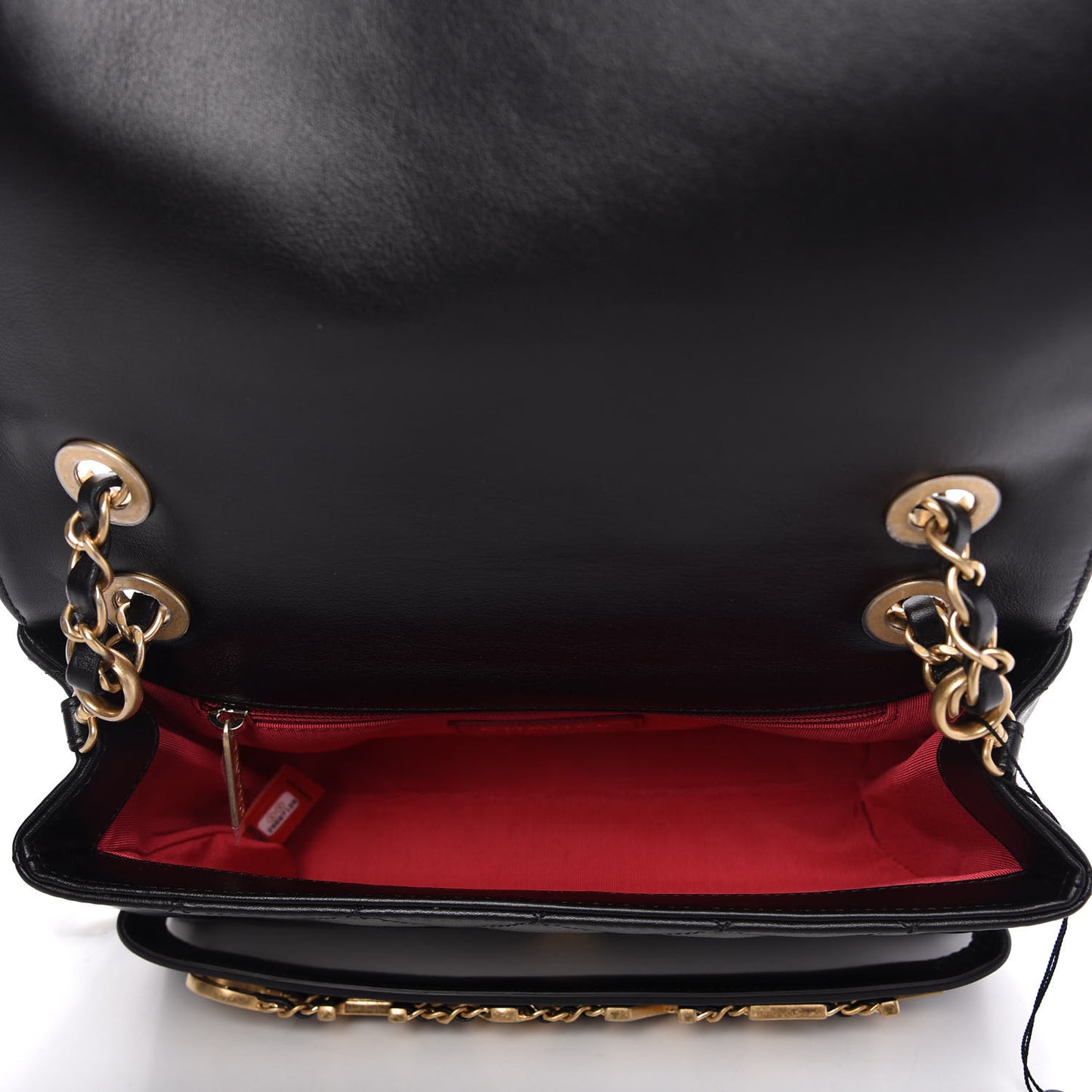 Calfskin Quilted Enchained Flap Black