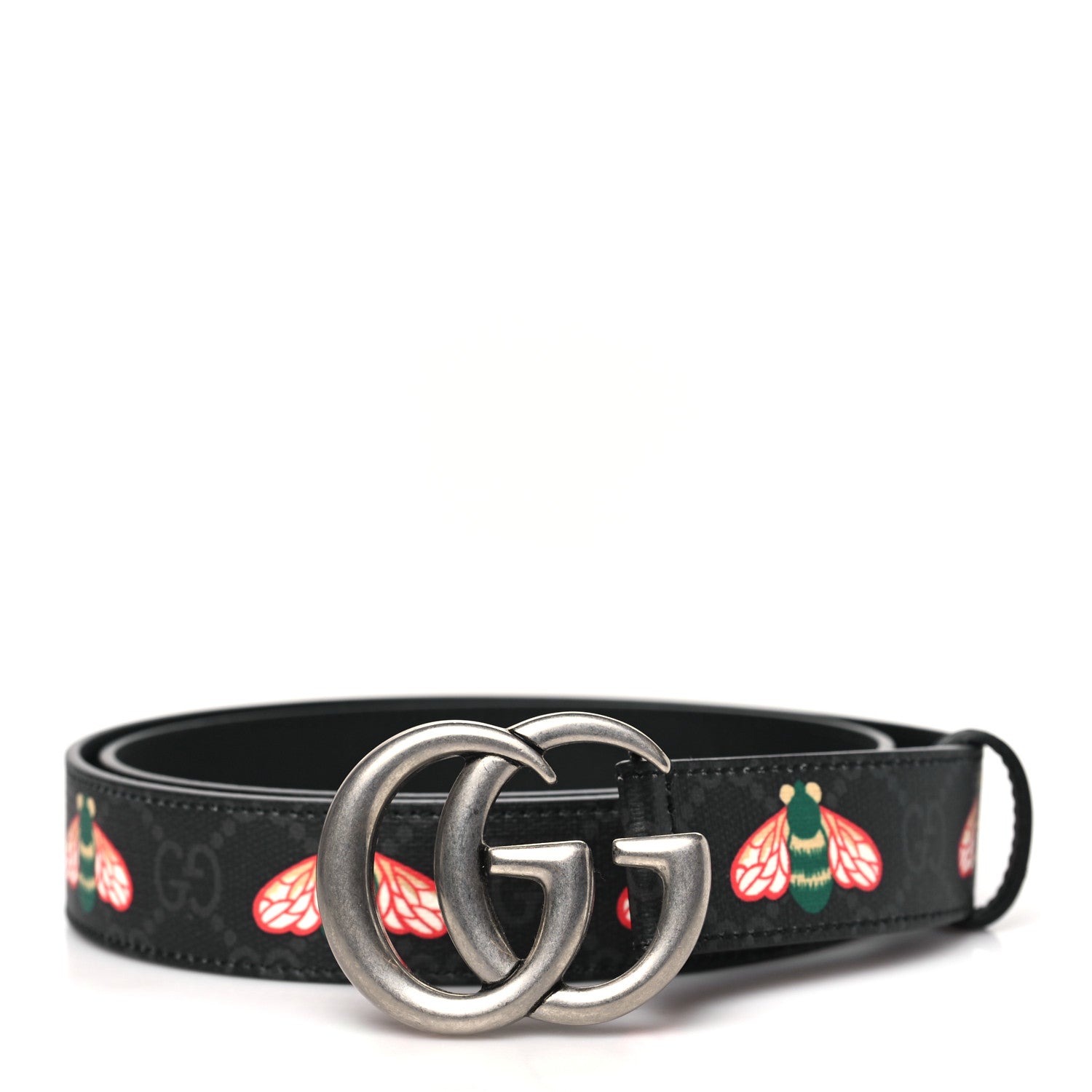 Gucci GG Supreme Monogram Bee Multicolor Appia Calfskin 30mm Belt 85 34 Black 1 of 7