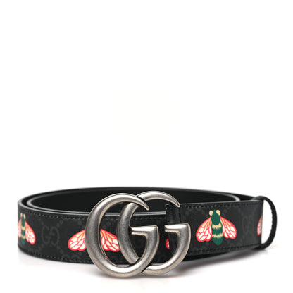 Gucci GG Supreme Monogram Bee Multicolor Appia Calfskin 30mm Belt 85 34 Black 1 of 7