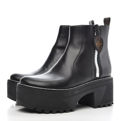 Louis Vuitton Calfskin Monogram Power Squad Flat Ankle Boots 39 Black 3 of 13