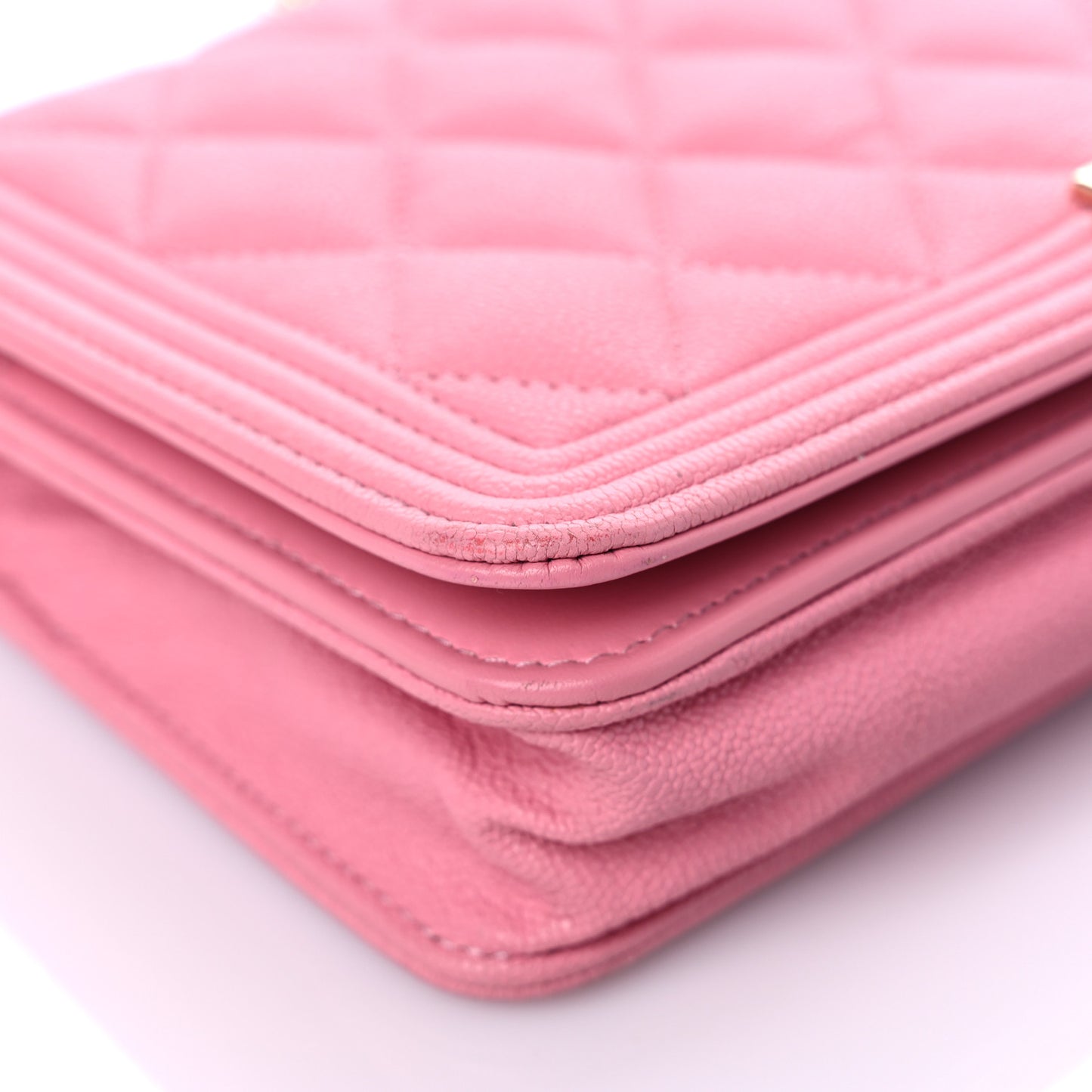 Caviar Quilted Boy Wallet On Chain WOC Pink