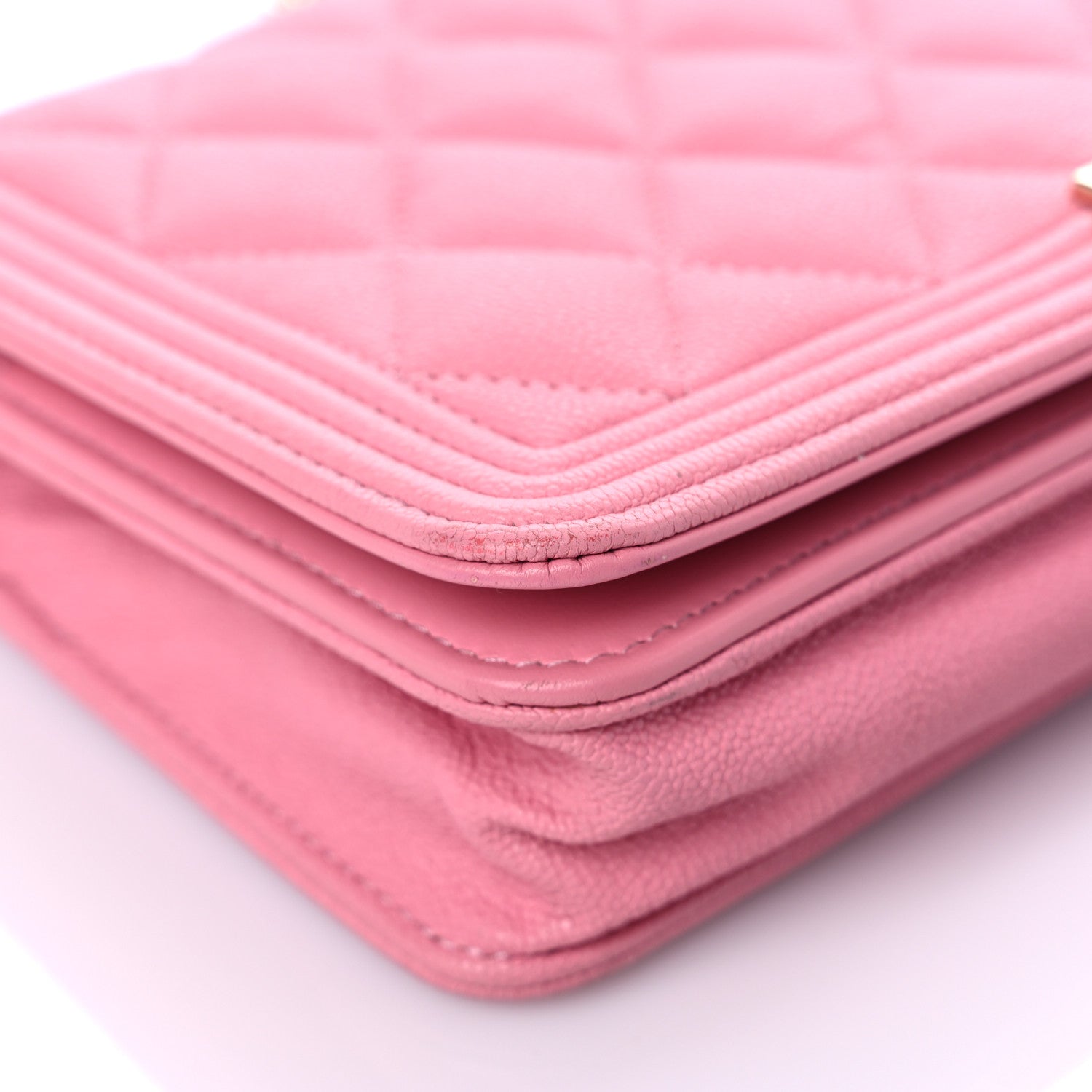 Chanel Caviar Quilted Boy Wallet On Chain WOC Pink 9 of 19