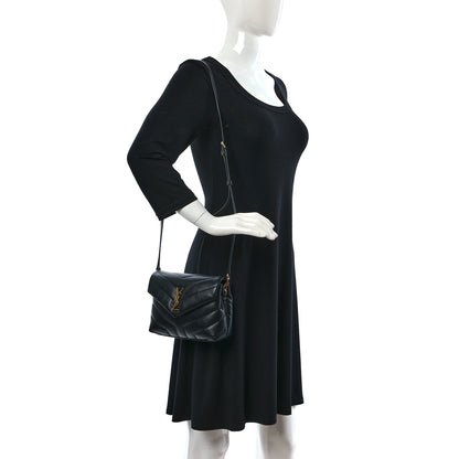 Saint Laurent Calfskin Y Quilted Monogram Toy Loulou Crossbody Bag Black 2 of 9