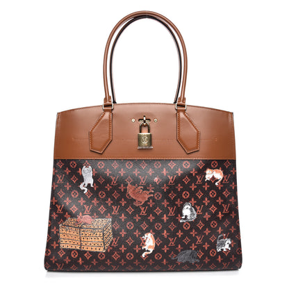 Louis Vuitton Calfskin Catogram City Steamer Cabas XXL Orange Marron 3 of 10