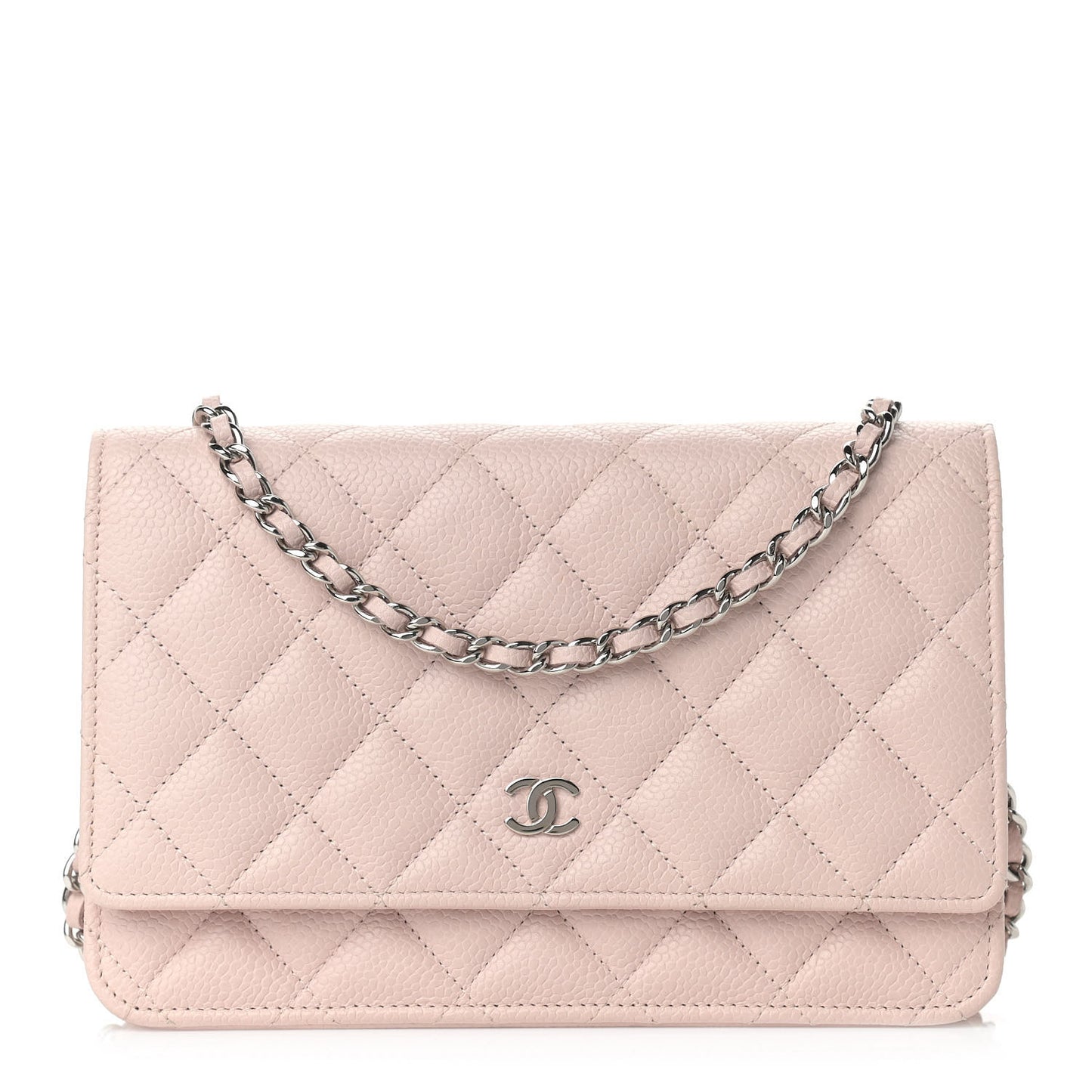 Caviar Quilted Wallet On Chain WOC Light Pink