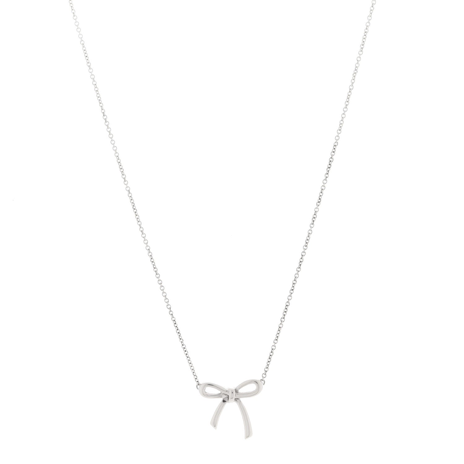 Tiffany Sterling Silver Small Bow Pendant Necklace 1 of 6