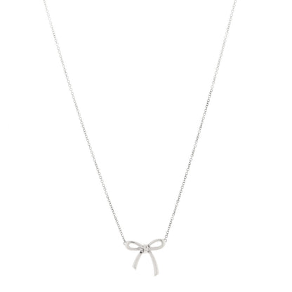 Tiffany Sterling Silver Small Bow Pendant Necklace 1 of 6