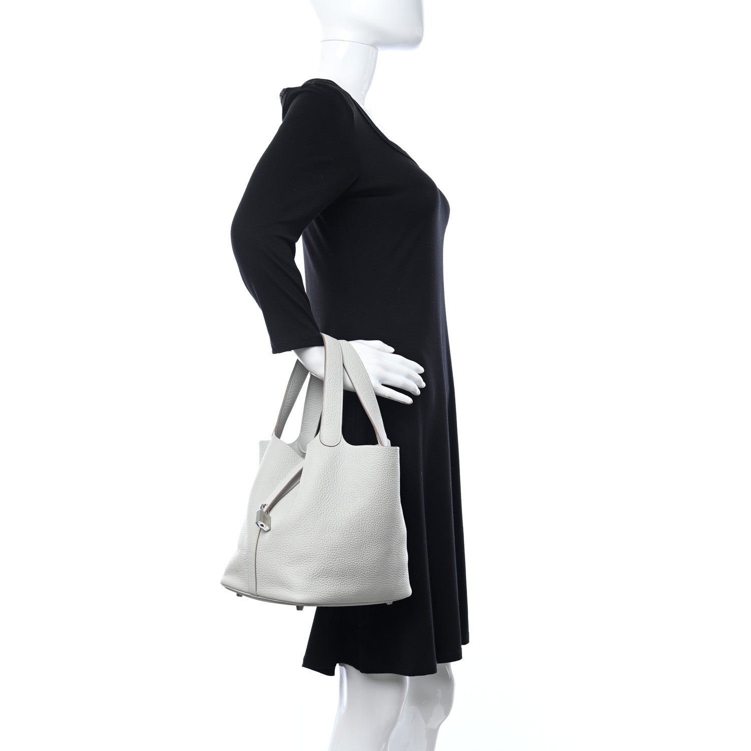 Hermes Taurillon Clemence Picotin Lock 22 MM Gris Perle 3 of 12