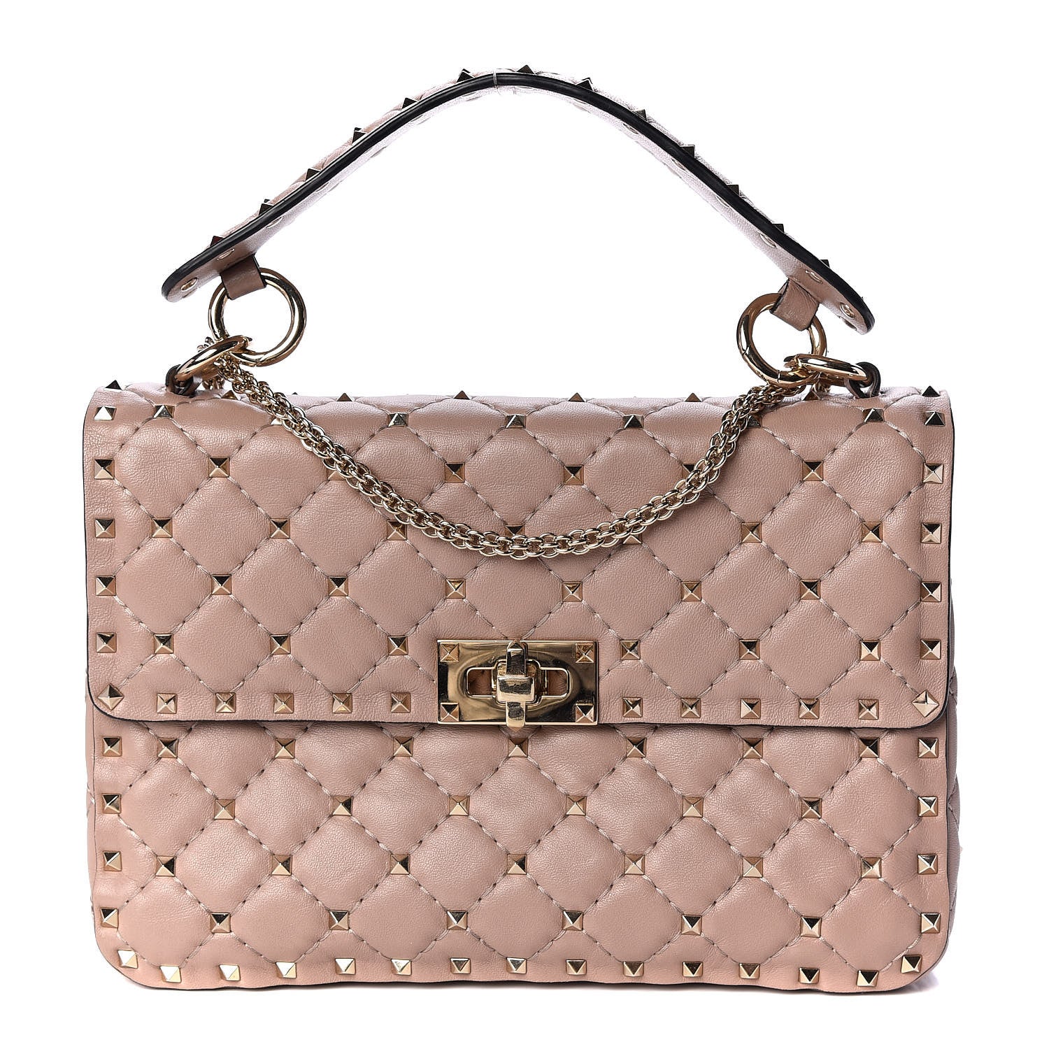 Valentino Garavani Lambskin Medium Rockstud Spike Shoulder Bag Poudre 1 of 12