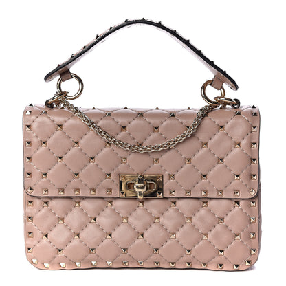Valentino Garavani Lambskin Medium Rockstud Spike Shoulder Bag Poudre 1 of 12