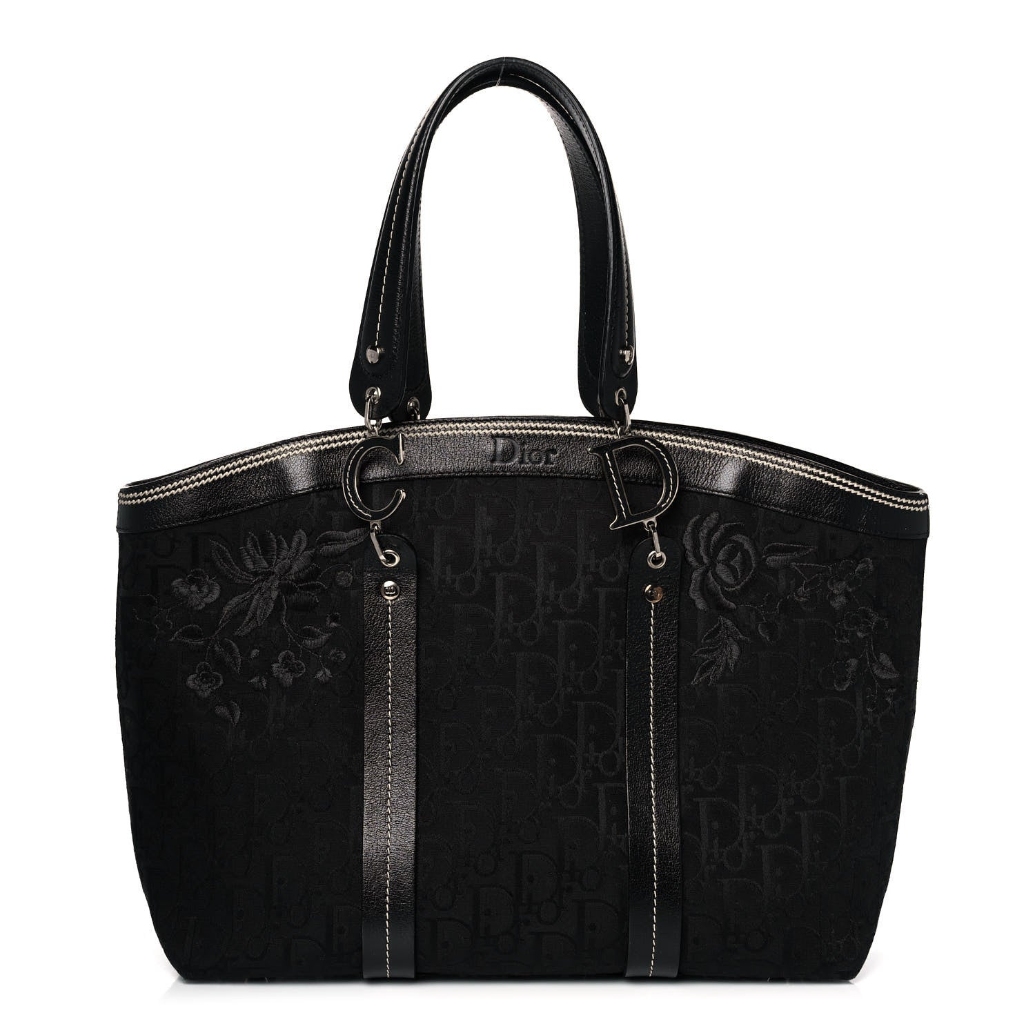 Christian Dior Monogram Vintage Flowers Dome Bag Black 1 of 10