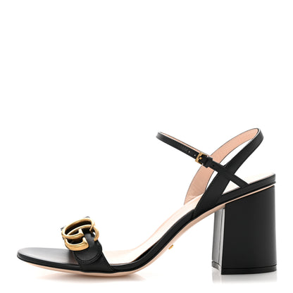 Gucci Lifford Calfskin GG Marmont Ankle Wrap 75mm Sandals 38.5 Black 1 of 9